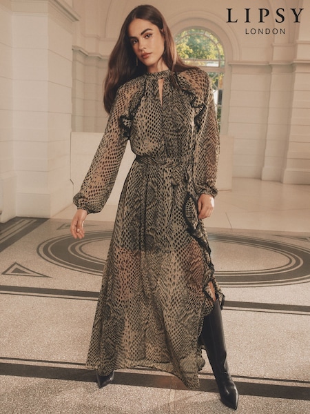 Long Sleeve Ruffle Maxi Dress (F36259) | € 95