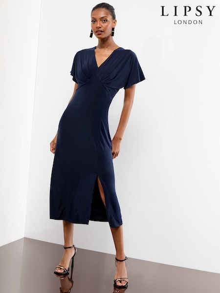 Lipsy Navy V-Neck Jersey Short Sleeve Midi Dress (F36263) | €67