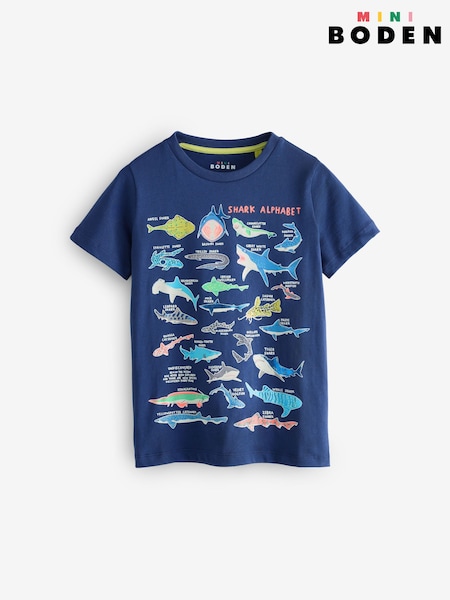 Boden Blue Sharks Glow-In-The-Dark 100% Cotton T-Shirt (F36349) | $24 - $26