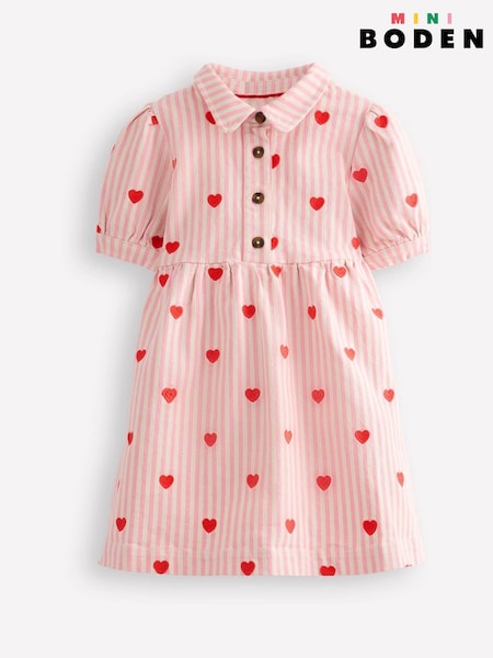 Boden Pink Heart Print Izzy Denim Shirt Dress (F36360) | €57 - €64
