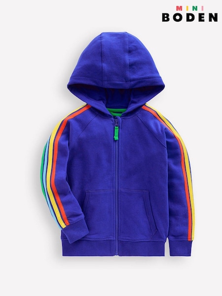 Boden Blue Rainbow Zip-Up 100% Cotton Hoodie (F36365) | €45 - €54