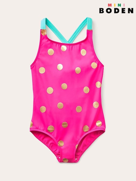 Boden Pink Cross Back Printed Swimsuit (F36381) | $26 - $29