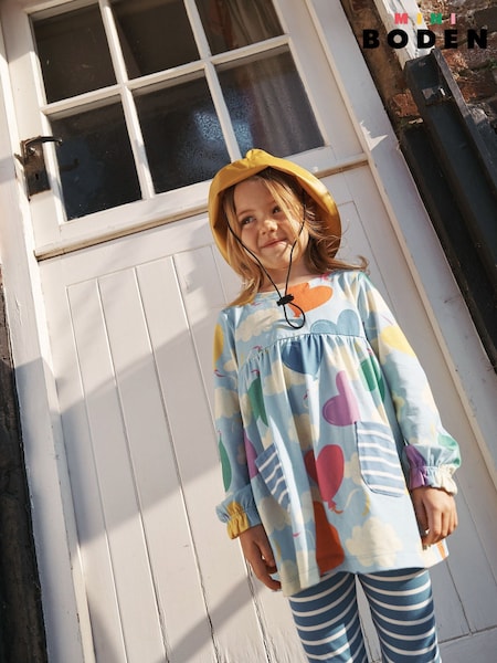 Boden Blue Long Sleeve 100% Cotton Printed Tunic (F36392) | €21 - €23