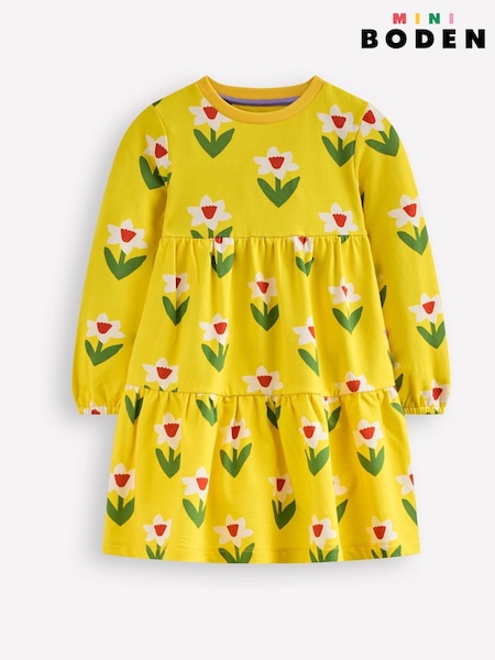 Boden Yellow Dixie Tiered Sweatshirt Dress (F36416) | €31 - €37