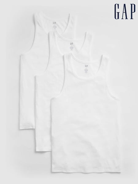 Gap White Sleeveless Crew Neck Vest Top (3 Pack) (F36517) | €43
