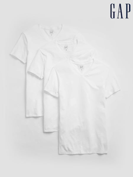 Gap White V-Neck Short Sleeve T-Shirts 3 Pack (F36531) | €40
