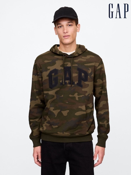 Gap Brown Camo Pullover Arch Logo Hoodie (F36552) | €50