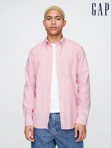 Gap Red Stripe Regular Fit Long Sleeve Oxford Shirt (F36563) | €53