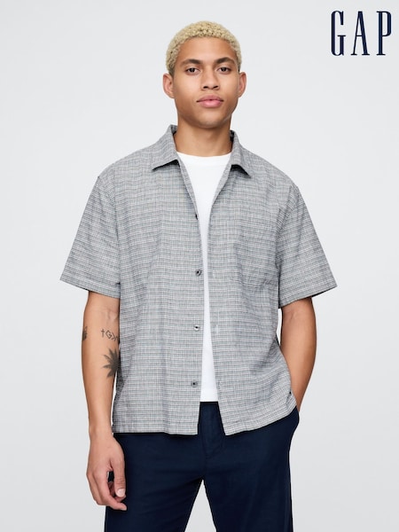 Gap Grey Linen-Cotton Short Sleeve Shirt (F36567) | €64