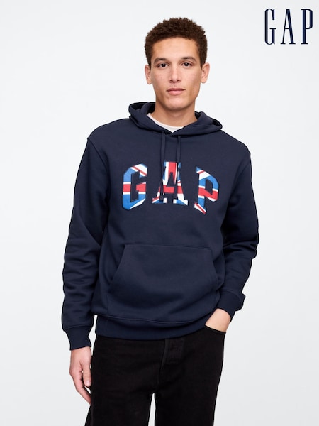 Gap Navy Blue Union Jack Logo Fleece-Lined Hoodie (F36583) | €46