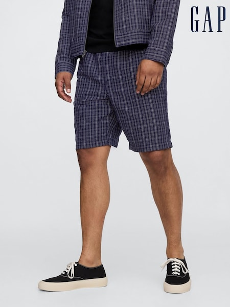Gap Blue Check 9"" Linen-Cotton Easy Chino Shorts (F36584) | €64