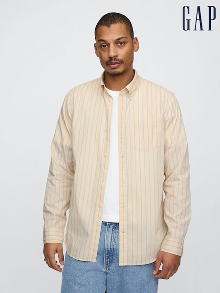 Gap Yellow Stripe Organic Cotton Long Sleeve Poplin Classic Shirt (F36587) | €57