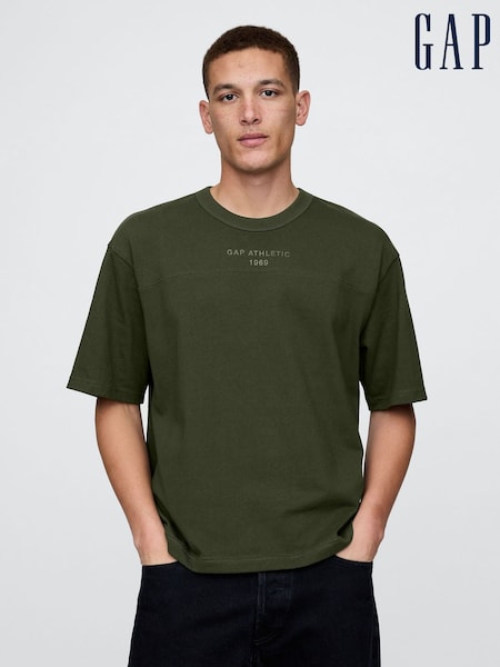Gap Khaki Green Oversized Athletic Logo T-Shirt (F36603) | €40
