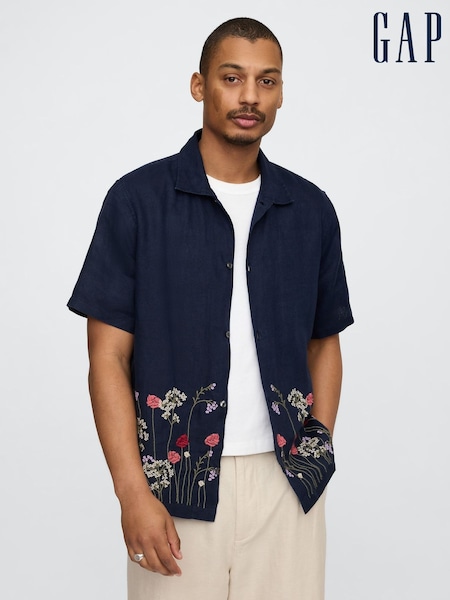 Gap Navy Blue Linen-Cotton Shirt (F36611) | €59