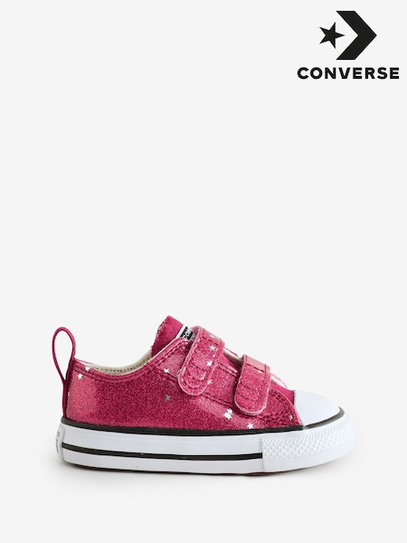 Converse Red Chuck Taylor All Star Infant Glitter EasyOn Trainers (F36681) | AED215
