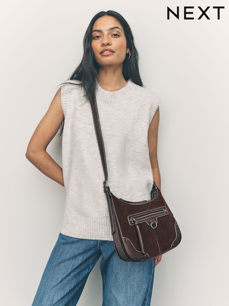 Chocolate Brown Scooped Cross-Body Bag (F36707) | R$ 260