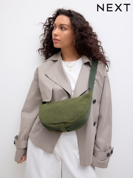 Khaki Green Cord Effect Sling Bag (F36708) | R$ 175