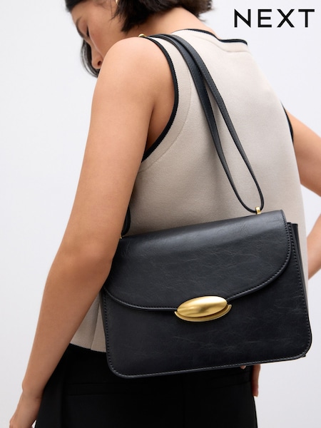 Black Croc Effect Large Structured Cross-Body Bag (F36712) | €52.50