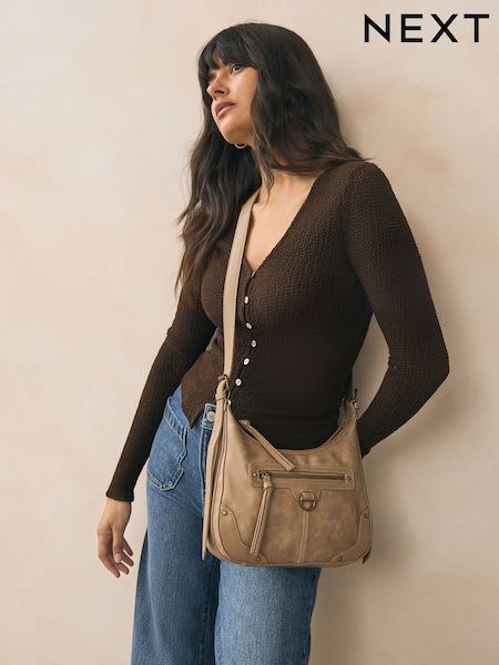 Taupe Scooped Cross-Body Bag (F36719) | R$ 260