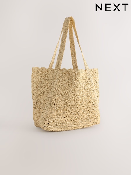 Natural - Raffia Effect Shoulder Bag (F36731) | R$ 390