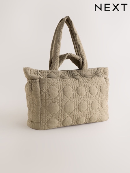 Khaki Green Nylon Quilted Shoulder Bag (F36742) | €38