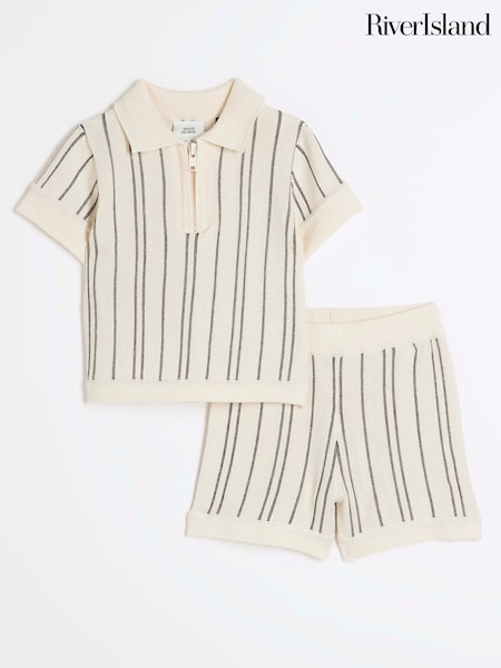 River Island Grey Baby Boys Knitted Polo Shirt Set (F36771) | €31