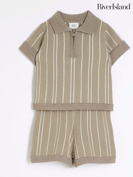 River Island Green Baby Boys Knitted Polo Shirt Set (F36776) | €31