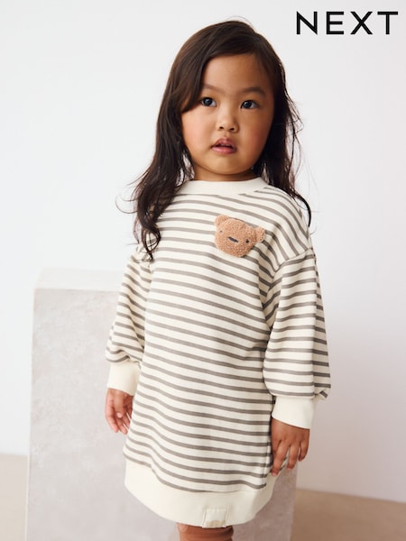 Striped Teddy Bear Relaxed Sweat Dress (3mths-7yrs) (F36859) | €14 - €16.50