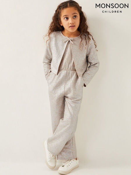 Monsoon Silver Baby Imogen Shimmer Romper and Jacket Set (F36862) | €68