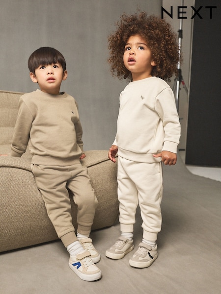 Off White/Cement Sweatshirt and Joggers Set 2 Pack (3mths-7yrs) (F36864) | AED102 - AED142