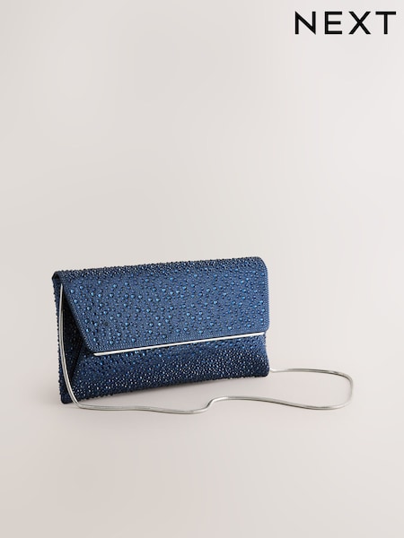 Navy Clutch Bag with Detachable Chain (F36881) | OMR14