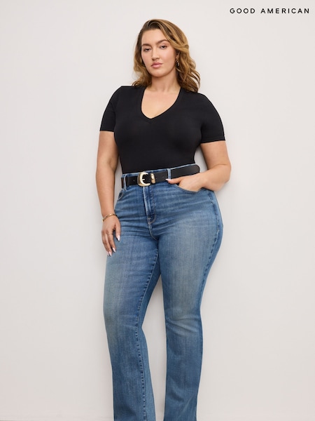 Good American Blue Soft Tech Classic Bootcut 100% Cotton Jeans (F36892) | €221