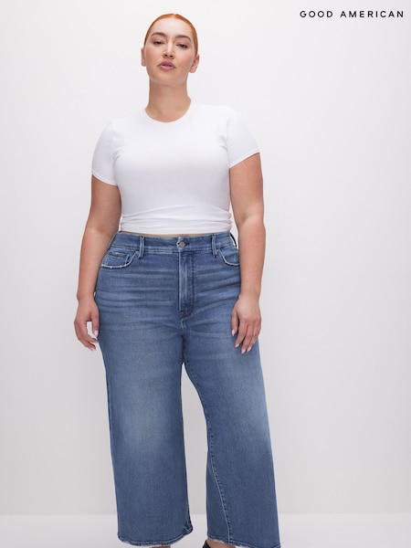 Good American 100% Cotton Waist Palazzo Crop Jeans (F36900) | €195