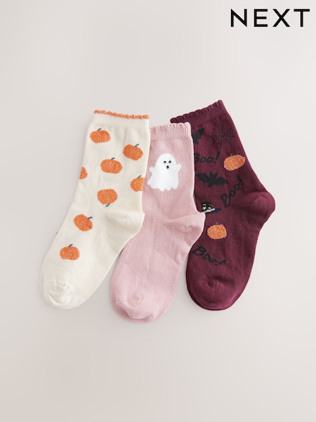 Black Oatmeal and Orange Halloween Ankle Socks 3 Pack (F36917) | AED28 - AED38
