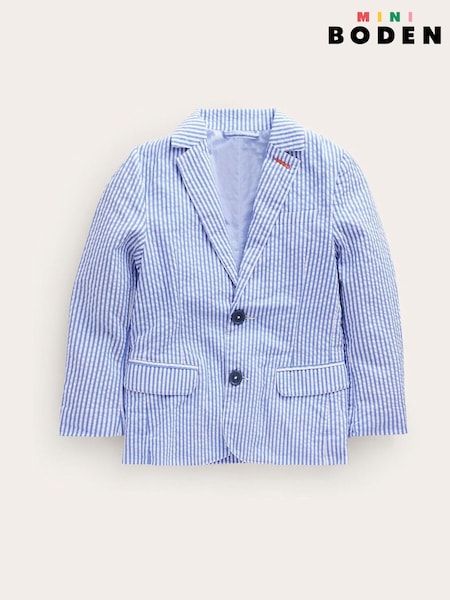 Boden Blue Seersucker 100% Cotton Blazer (F36933) | R$ 465 - R$ 515