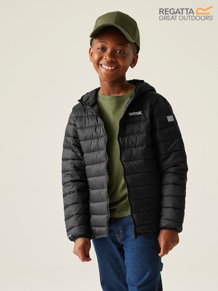 Regatta Black Junior Hooded Marizion Midweight Water Repellent Jacket (F36969) | €44