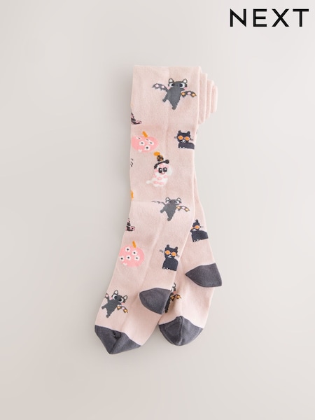 Light Pink and Charcoal Grey Cotton Rich Halloween Character Tights (F37154) | €8 - €10