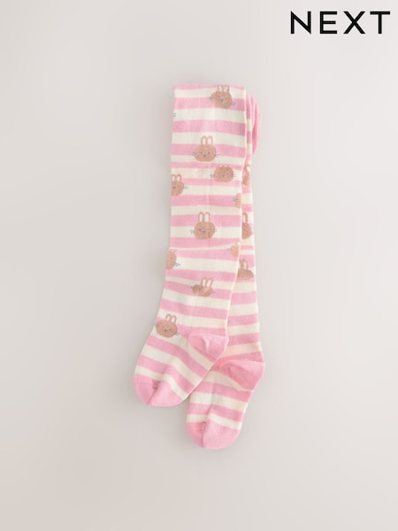 Pink/Cream Cotton Rich Bunny Character Tights (F37161) | 25 QAR - 30 QAR
