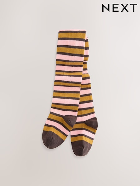 Brown/Cream Cotton Rich Stripe Tights (F37170) | AED25 - AED30