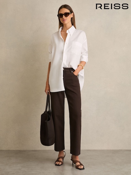 Reiss Chocolate Selin Mid Rise Straight Leg Jeans (F37236) | €183