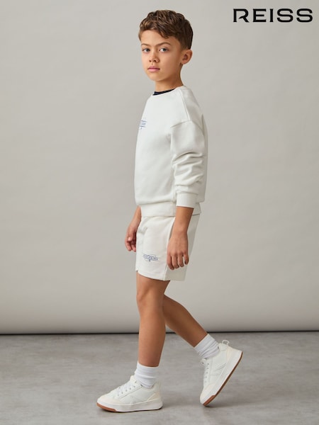 Reiss White/Blue Hughes Cotton-Blend Airlines-Print Shorts (F37239) | €40