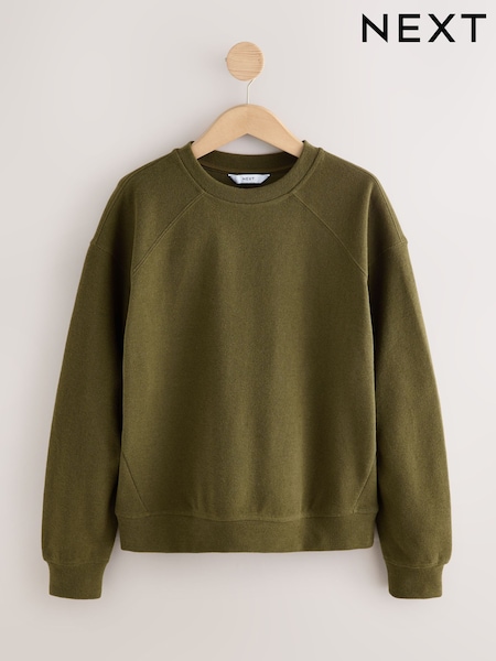 Olive Green Cosy Soft Needle Crewneck Longsleeve Sweatshirt (F37336) | AED117
