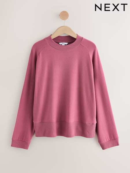 Rose Pink Cosy Soft Touch Long Sleeve Crewneck Jumper Top (F37338) | €32.50