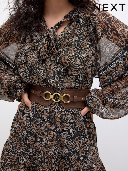 Chocolate Brown Wide Corset Belt (F37347) | R$ 190
