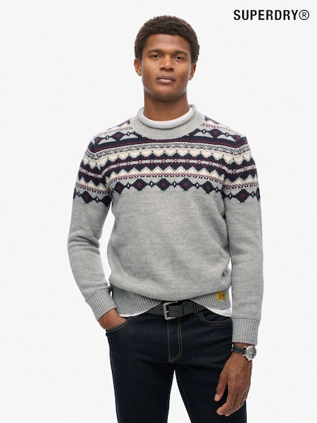 Superdry Grey Fairisle Roll Neck Jumper (F37423) | €106