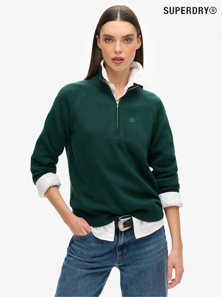 Superdry Classic Knit Half Zip 100% Cotton Jumper (F37426) | ‏277‏₪