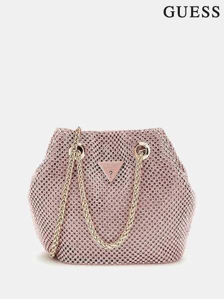 Rosa - Guess Zalina Rhinestone Embellished Pouch Bucket Bag (F37459) | 198 €