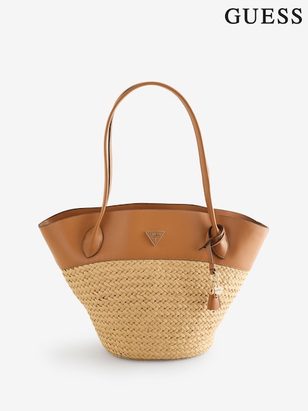 Guess Large Venere Raffia Curve Tote Bag (F37469) | €185