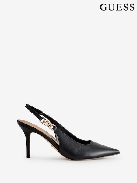 Negro - Guess Nassha Logo Slingback Court Heel Shoes (F37470) | 163 €