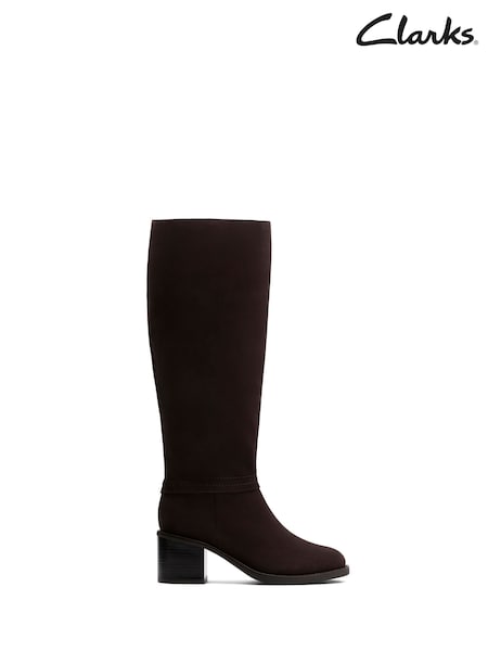 Clarks Dark Brown Standard Fit (D) Chamberly Hi Leather Knee High Boots (F37509) | €204